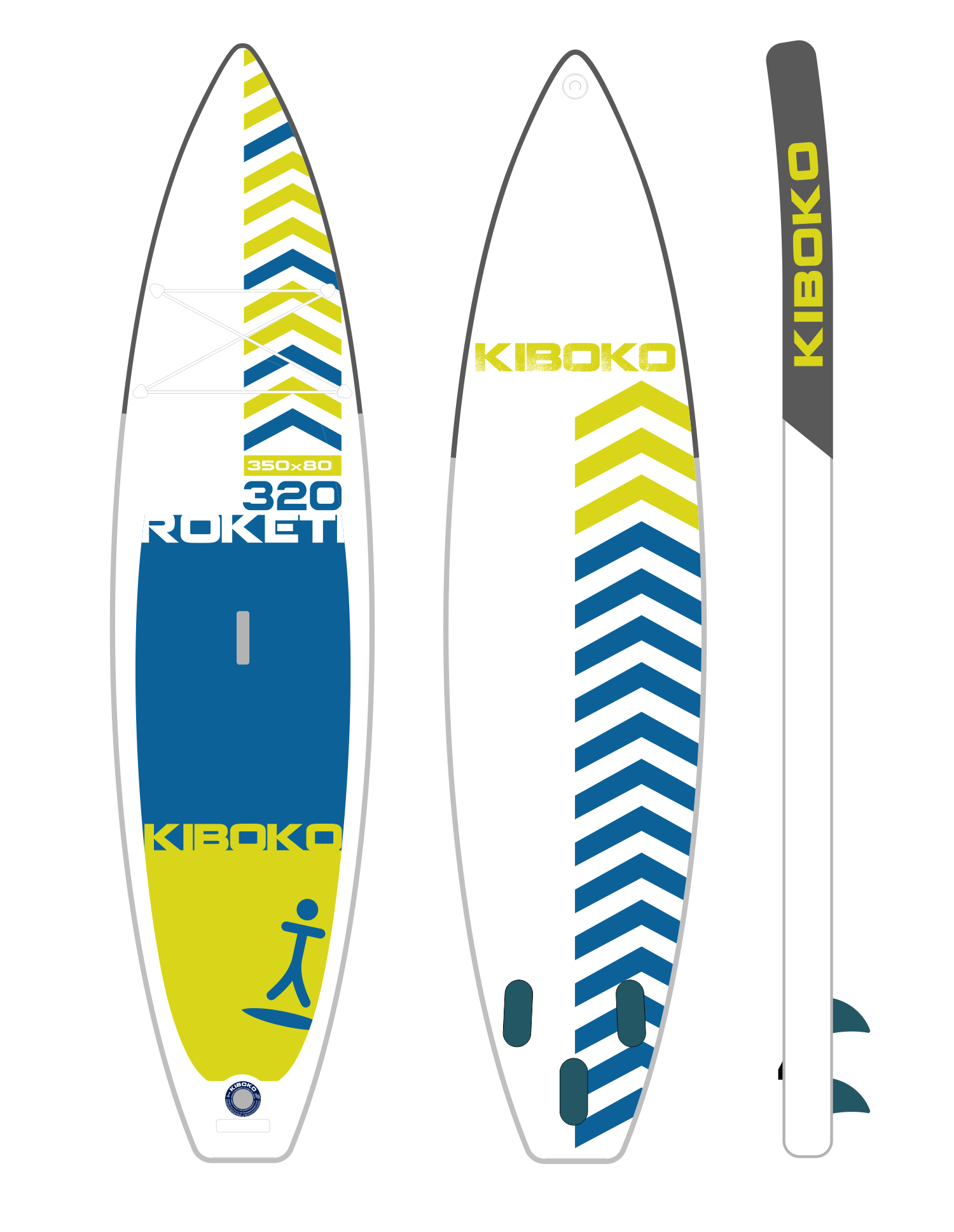 Kiboko Roketi 320 FT 3 Fin Yellow/Blue